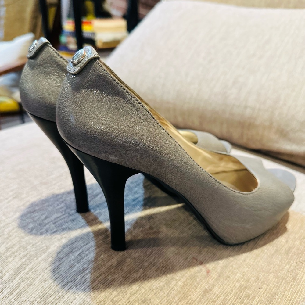 Michael Kors Charcoal Peep Toe Heels - Picture 3 of 3